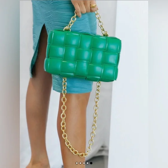 Green Woven Leather Shoulder Bag - Picture 14 of 14